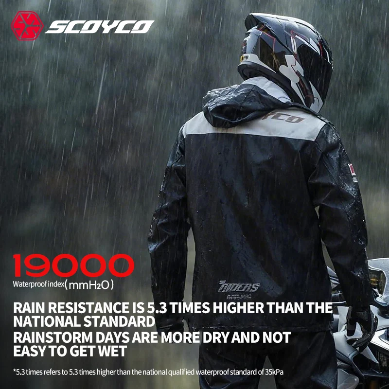 SCOYCO Motorcycle Raincoat Set Men Women Rainstorm Prevention Split Rain Jacket Pants Windproof Waterproof Rider Raincoat