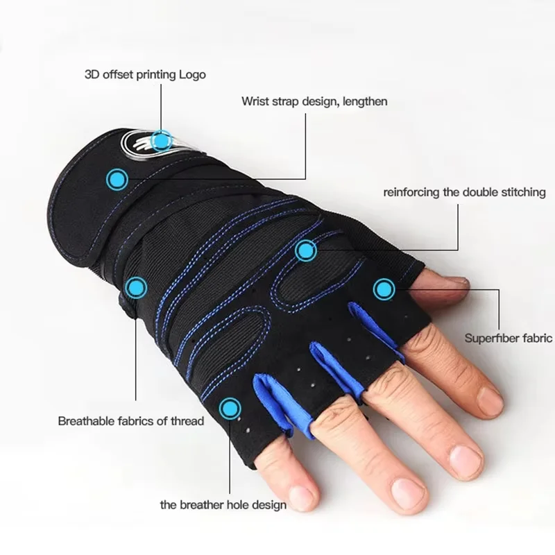 Gym Gloves for Men Women Fitness Weight Lifting Wristband Gloves Body Building Training Sports Exercise Cycling Glove Shockproof - Detail Angle #05