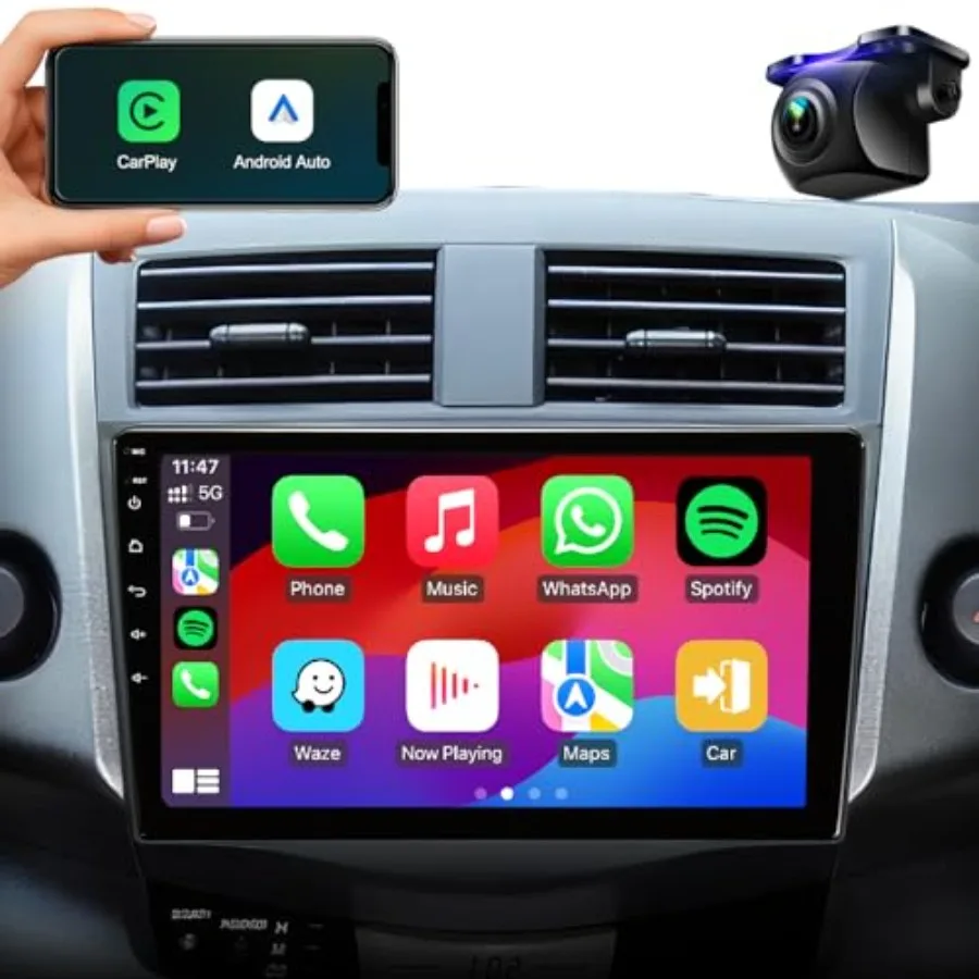 

Автомагнитола для Toyota RAV4 2006-2012 с 9-дюймовым IPS HD сенсорным экраном, Android 12, 5G WiFi, беспроводным CarPlay и Android Auto