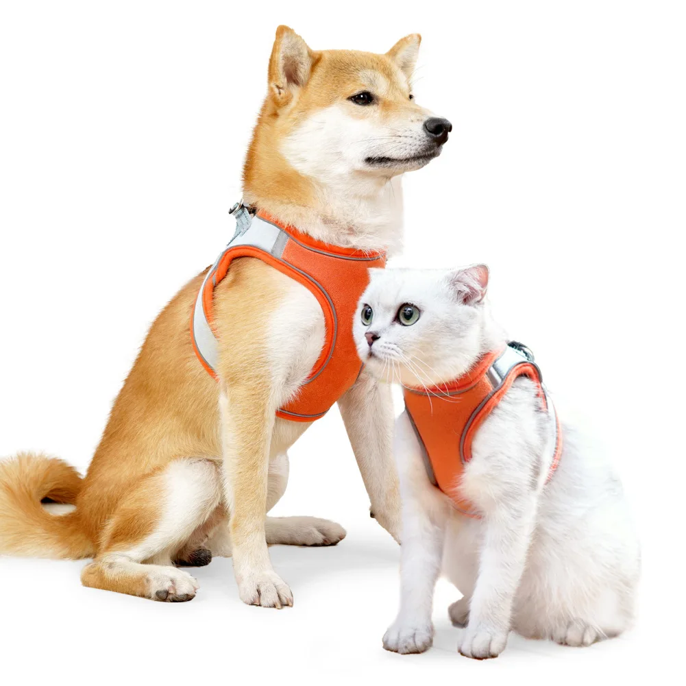 

Dog Harness Leash Set Contrast Color Escape-proof Reflective Design Vest Harnesses For Small Medium Dogs Cats Wholesale