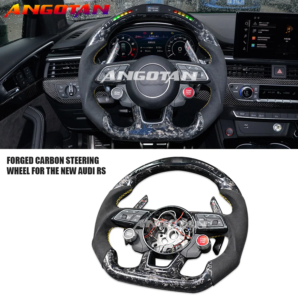 Forged LED Carbon Fiber Racing Car Steering Wheel For Audi RS3 RS4 RS5 RS6 RS7 S5 2012-2016 S3 2014-2017 S4 2013-2015