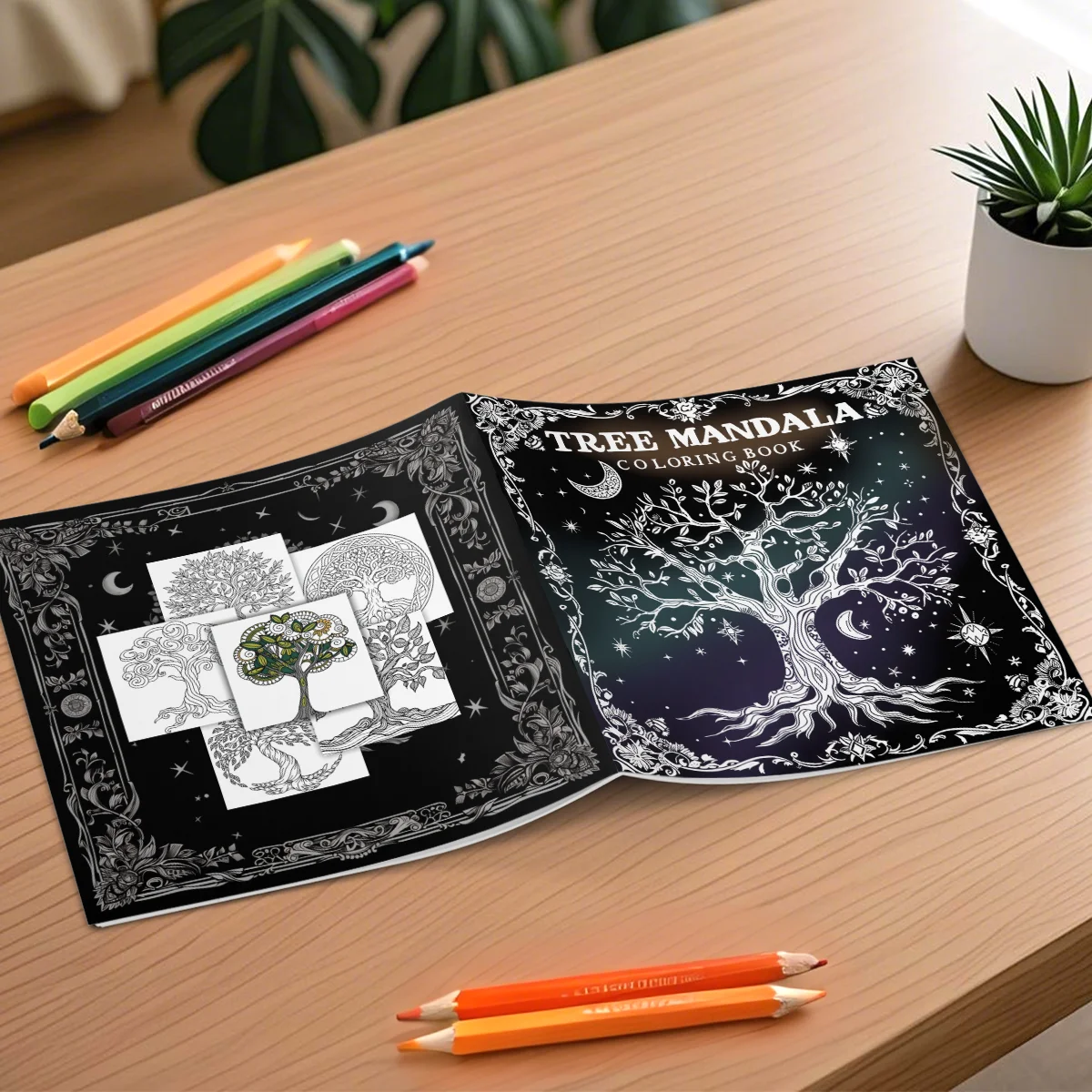 TREE MANDALA Coloring Book 24 Pages For Adults And Teens Mandala Art Theme Kill Time Graffiti Painting Drawing Gift