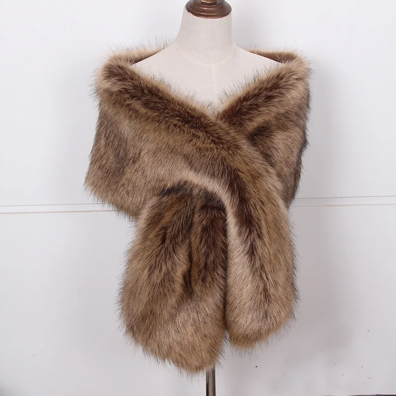 

Fur collar shawl, imitation fur fox fur large shawl, women's stage dinner dress, cloak scarf, scarf, fake collar