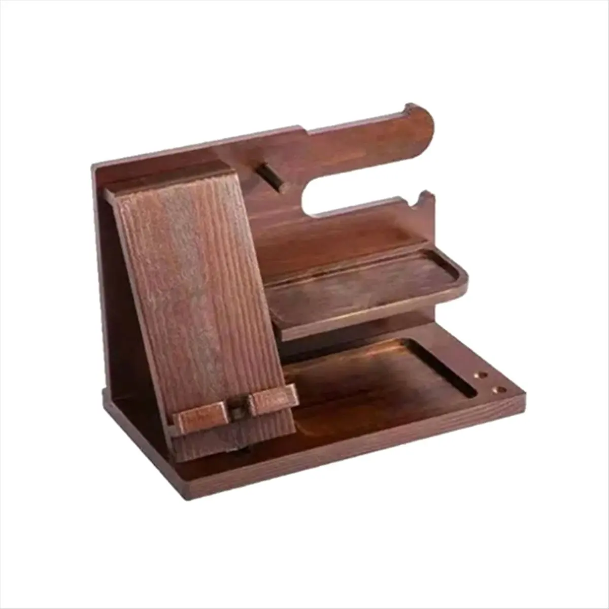 morning Multifunctional Wood Storage Rack Watches Jewelry Glasses Phone Holder Keys Organizer Wallet Stand For Entrance Cabinet