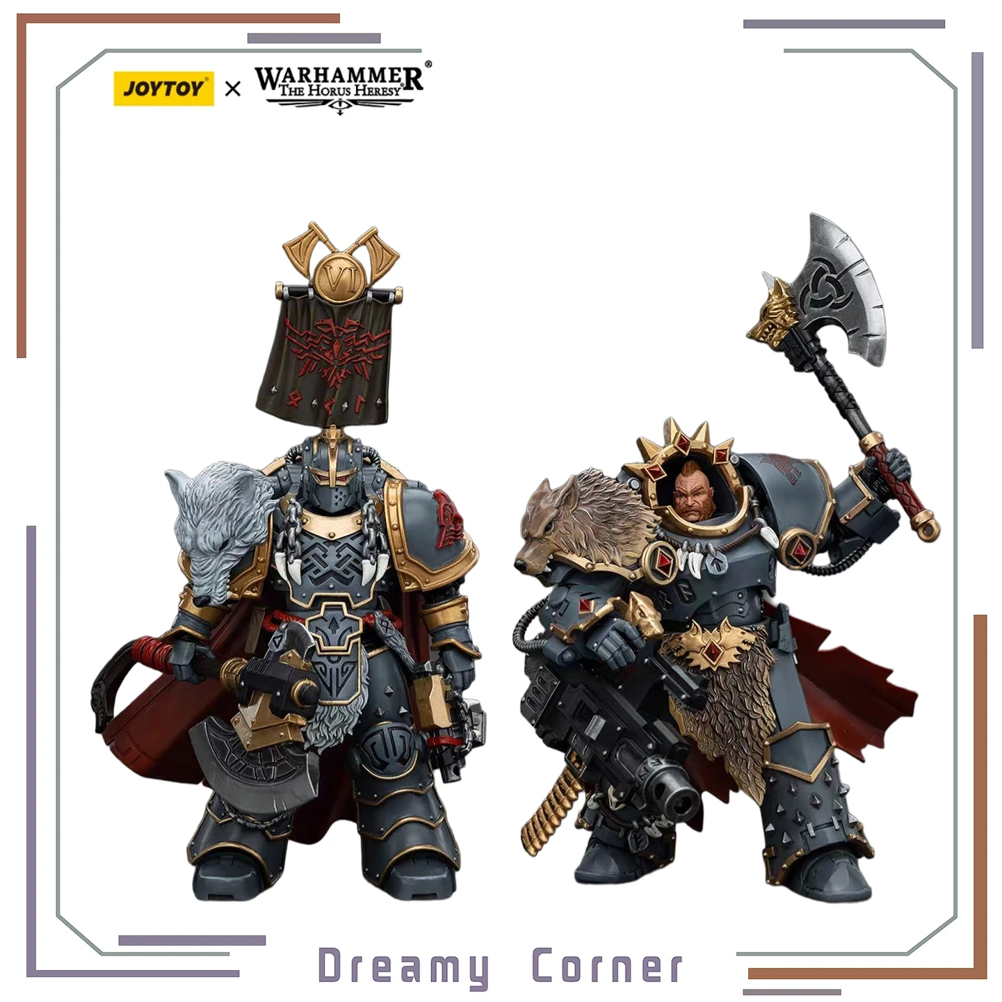 【متوفر 】JOYTOY WARHAMMER 40K Space Wolves Hvarl Red-Blade Legion Praetor 2 قطعة 1/18 ألعاب شخصيات الحركة #1