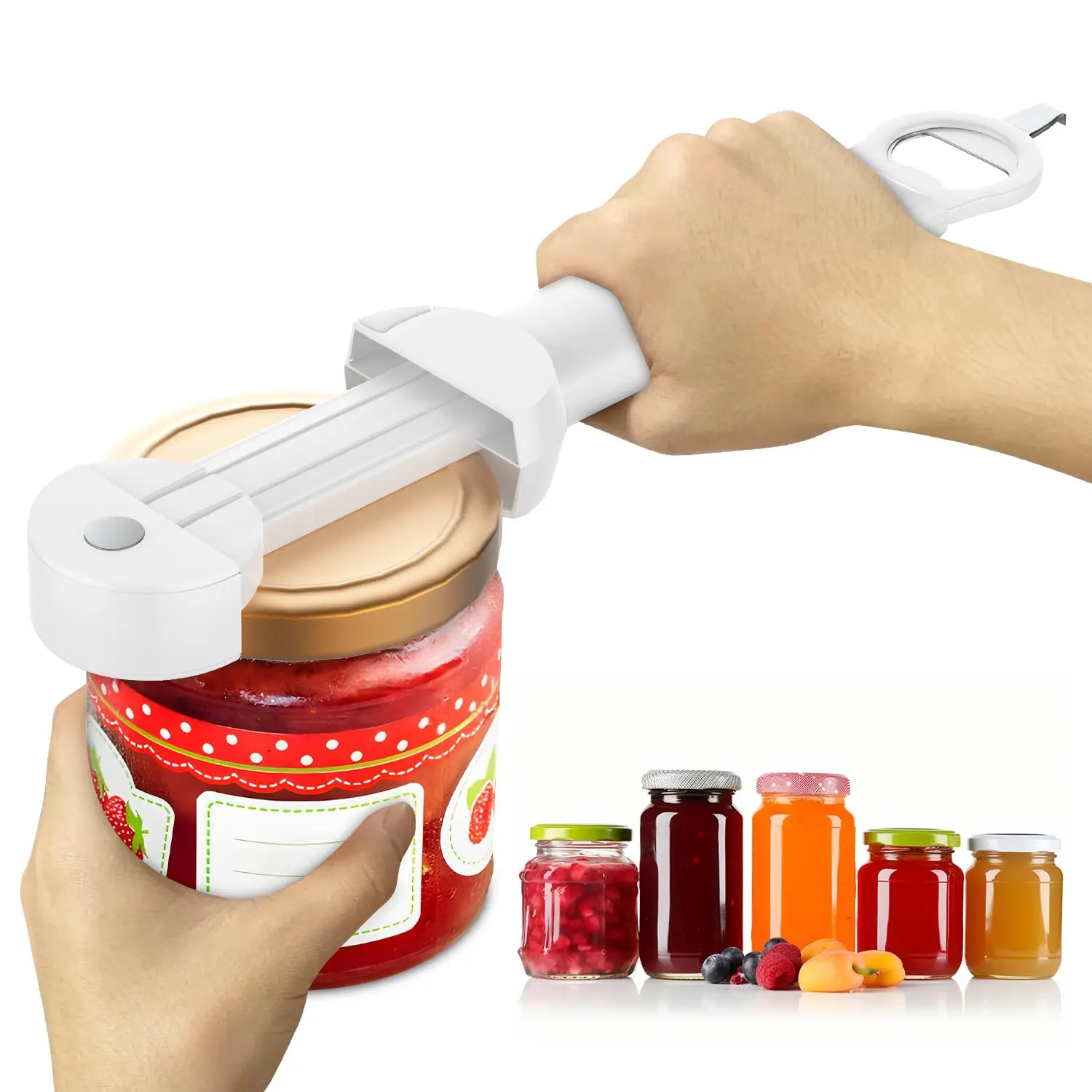 Multifunctionele flesopener Roestvrijstalen dekselopener Verstelbare WineBeer blikopener voor zwakke handen Senioren Keukengereedschap