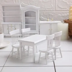 Ensemble de meubles Miniatures en bois blanc, 1 ensemble, chaise de Table à manger, Simulation 1:12, jouet pour maison de poupée