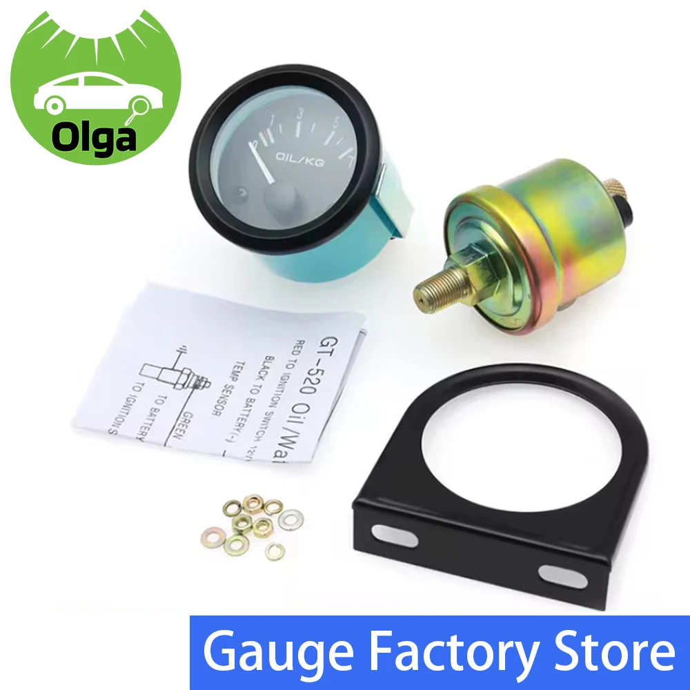 

52MM Oil Pressure Gauge with Oil Press Gauge Sensor 0-7 Oil/KG Led Oil Press Meter Car Auto Pointer Gauge Olga gauges