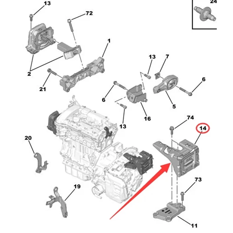 Automotive Gearbox Support For Peugeot 207/208/301/2008 Citroen C3 Picasso C-ELYSEE DS3 9806658980 Replacement Accessories