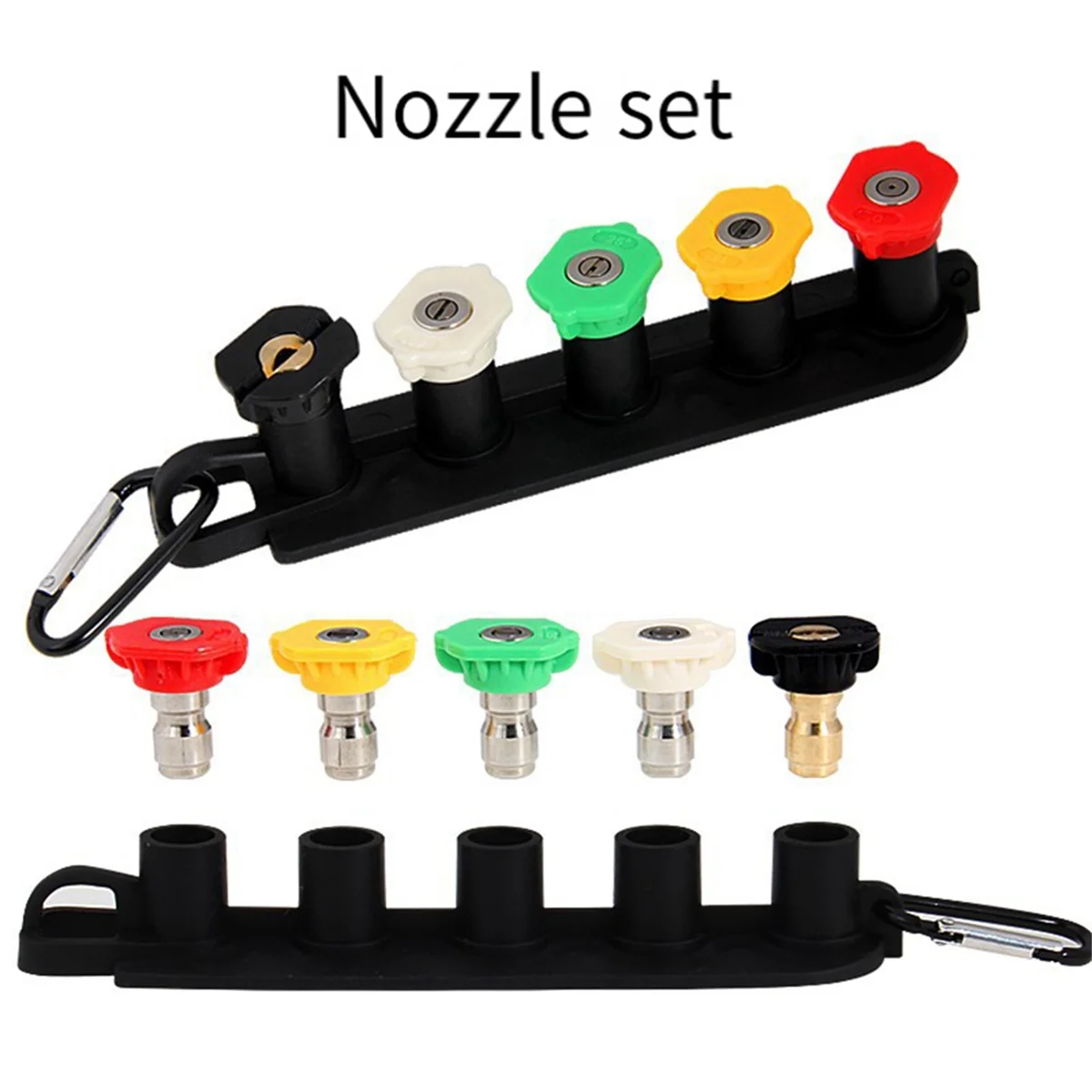 1.3mm High Pressure Car Washer Nozzle Kit with Nozzle Holder 5 Nozzles Quick Connect for