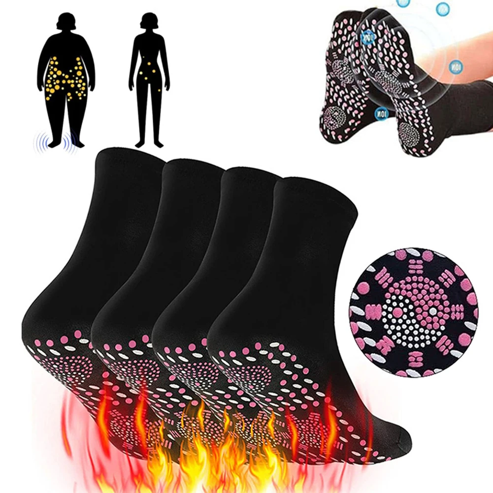 1/2 Pair Winter Warm Self Heated Massage Socks Non-slip Therapy Massage Socks Comfortable Arch Support for Camping Hiking Skiing