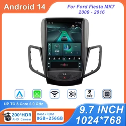Android 14 For Ford Fiesta MK7 2009-2016 Car Radio Player Wireless Carplay Autoradio Bluetooth Video Multimedia Stereo Head Unit