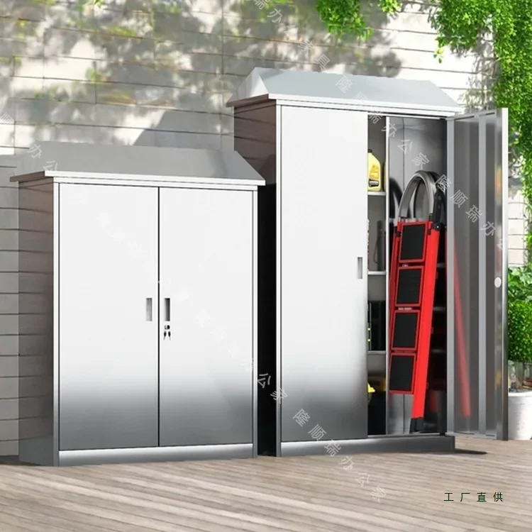 Customized stainless steel outdoor cabinet, balcony storage cabinet 304 sundries cleaning , waterproof