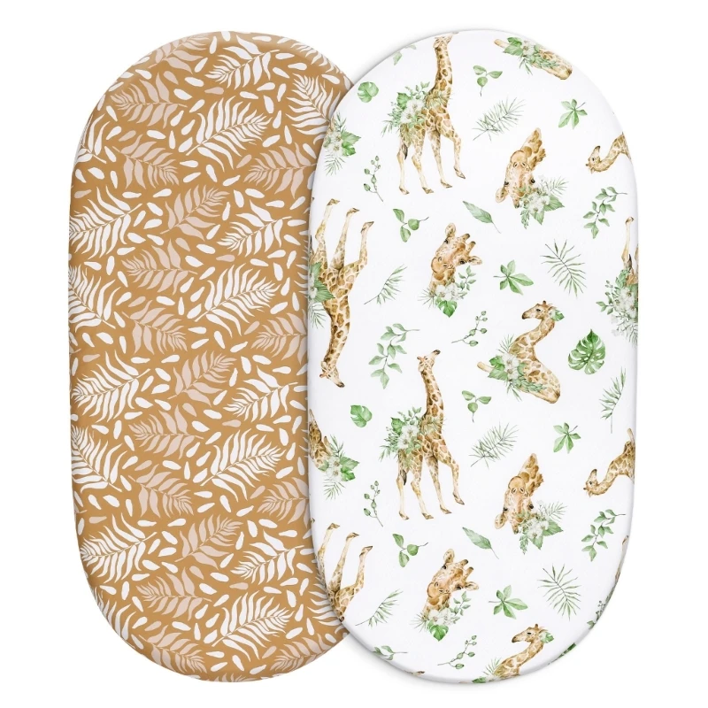 2Pcs Removable Fitted Bassinet Sheet Changing Mat Cover for Newborn Infant Cribs