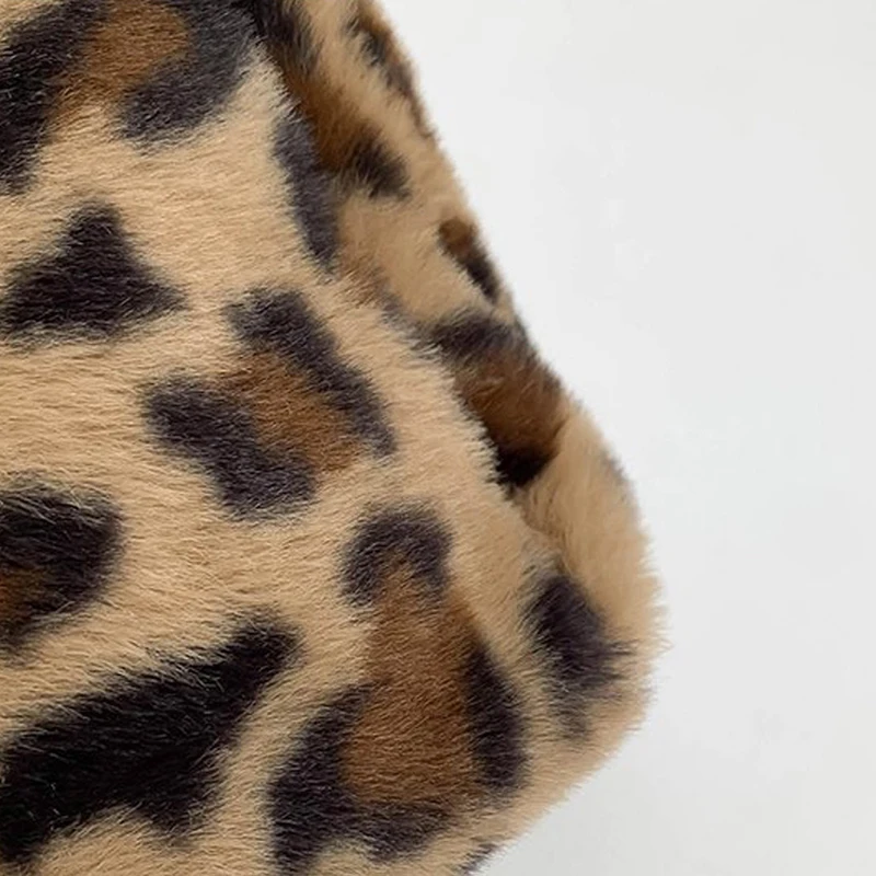 Leopardenmuster-Plüsch-Umhängetasche, Damen-Beuteltasche, Große Kapazität für Pendeln und Arbeit, Modische Vintage-Handtasche mit Persönlichkeit – Detail 13