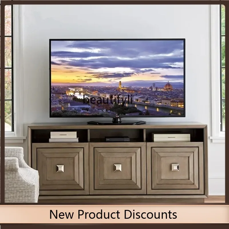 

K185 Solid Wood Living Room TV Floor Cabinet Background Wall Film and Television Cabinet Retro Small Apartment Decoration Locker