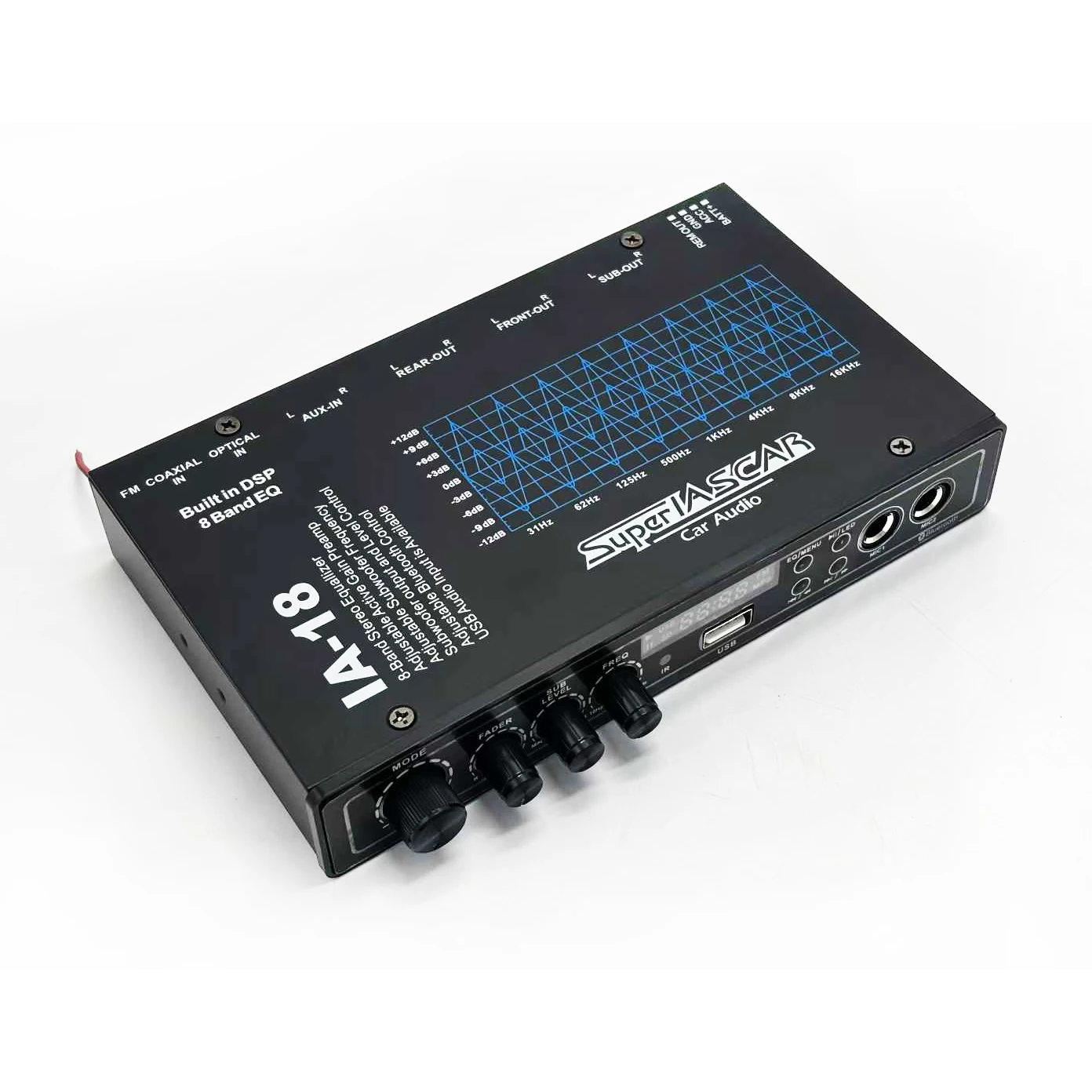 2pcs EQ IA-18-BAND Graphic Equalization Pre Amplifier With Frequency Sub Subwoofer 12V High Fidelity Car Amplifier