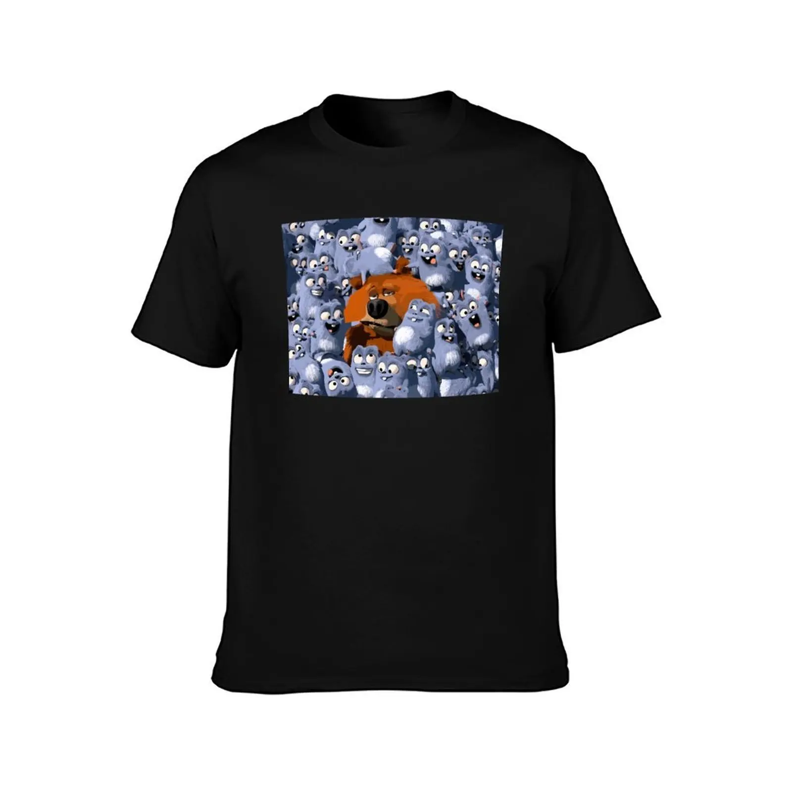 happy Grizzy and Lemmings cartoon T-Shirt, Summer Casual Cotton Tee, Oversized Streetwear Tops, Vintage Graphic Print