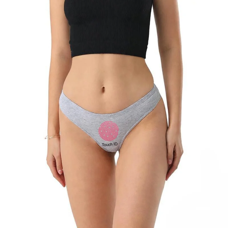 FACE TOUCH ID Funny Underwear for Women Sexy Lingerie Temptation Thong Low-waist Panties Female Briefs Breathable G String