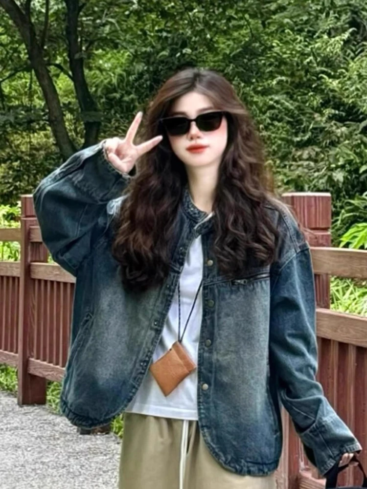 

Denim Coat Holes Womens Winter Sheepskin Quilted Hooded Button-Embellished Cropped Plush Lined Flap Padded Thicker Drawstring OL