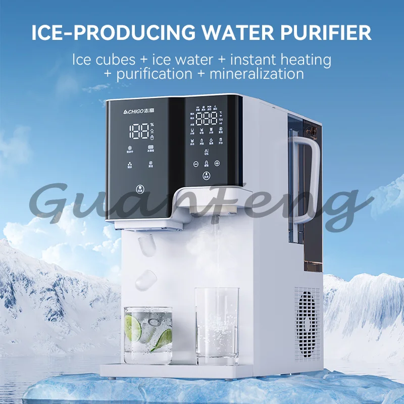 White Countertop Tabletop Water  Purifier Ice Cube Making Cooling System Hot  Feature Electric Power for Hotel Outdoor Use