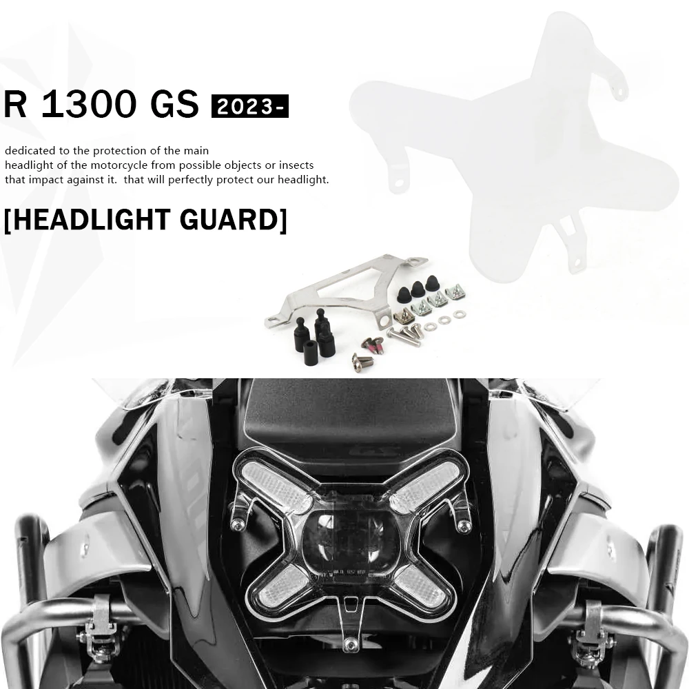 

2023 2024 Motorcycle LED Headlight Guards Transparent Cover Acrylic New Accessories For BMW R 1300 GS R1300 GS R1300GS r1300gs