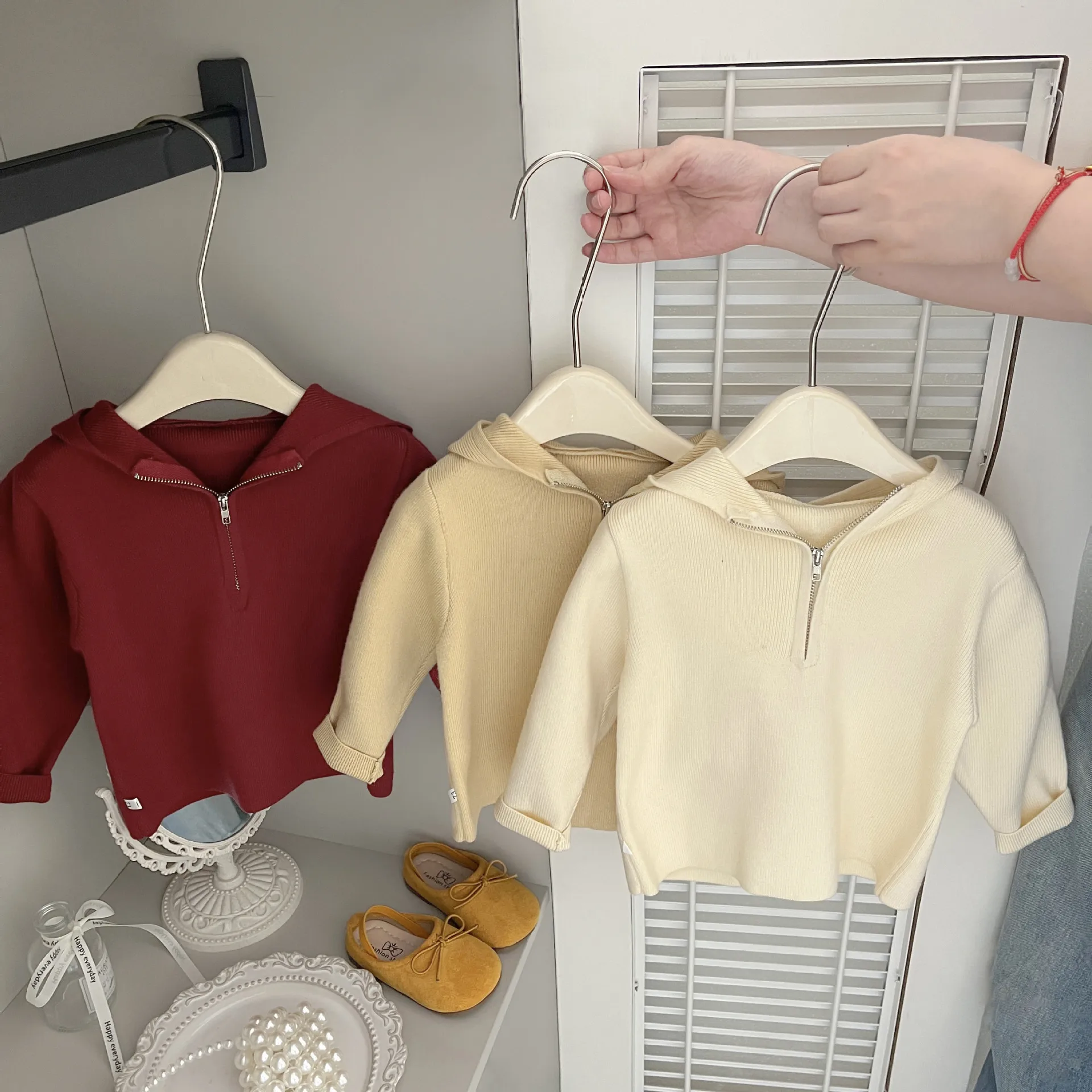 Outono crianças camisola de malha meninas com capuz jumper meninos moda solta pulôver novas crianças sólido casual topos bebê bonito casaco