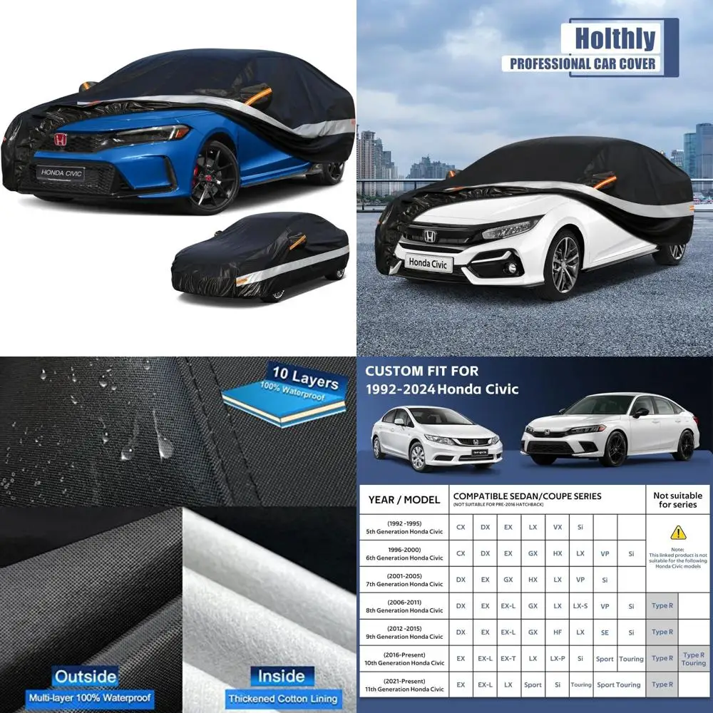 

Custom Waterproof Car Cover for Sedans, 10-Layer Protection, All Weather, Suitable for Various Models 1991-2024, Outdoor Sun Pro