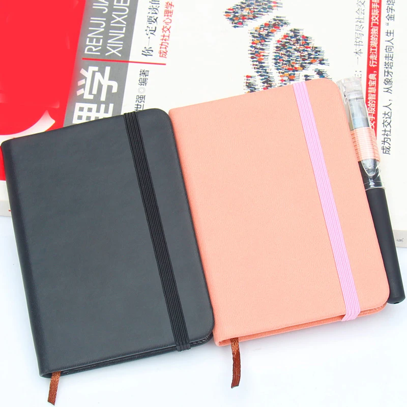10 Styles A7 PU Cover Mini Notebook Portable Pencil Case Strap Book Retro Practical Student Handwriting Word Book Memo Pad
