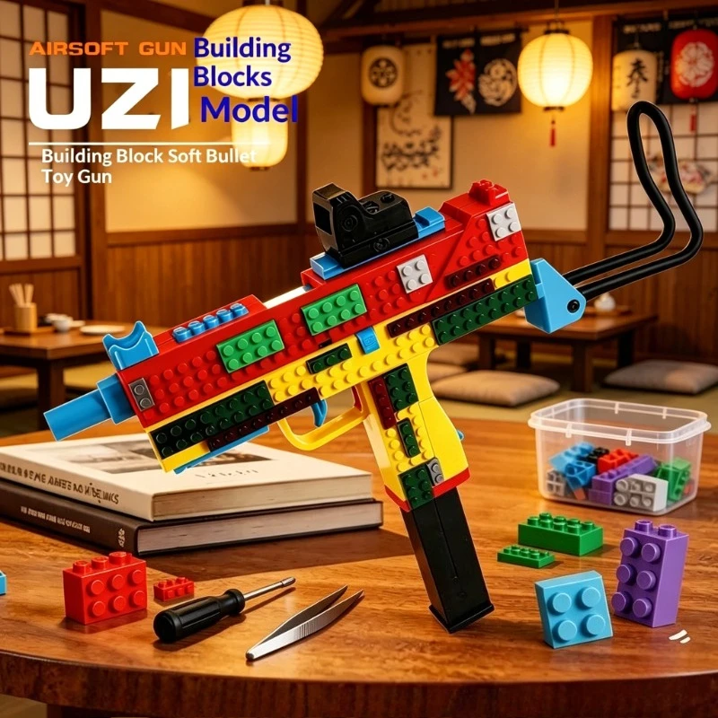 

Пистолет для стрельбы мягкими пулями из строительных блоков, игрушка-конструктор для самостоятельной сборки, игра для стрельбы на открытом воздухе, подарок на Рождество и день рождения для мальчиков