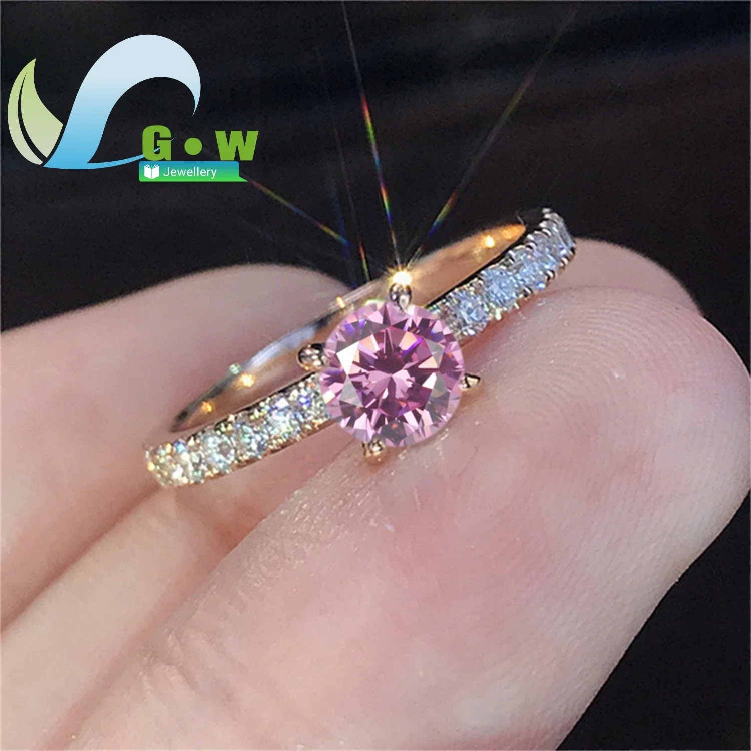 Anillo de compromiso de circonita, con baño de cobre y oro blanco, de estilo europeo, joya sencilla para bodas, ideal para pedir la mano de una novia, para aniversarios o fiestas.