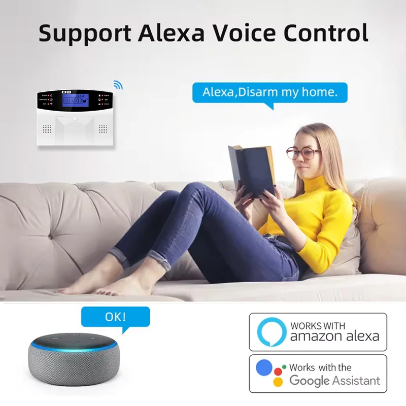 DYGSM Tuya Smart 4G+Wifi Home Security Alarm System Wireless Burglar Alarm System Smart Life App Control work with Alexa