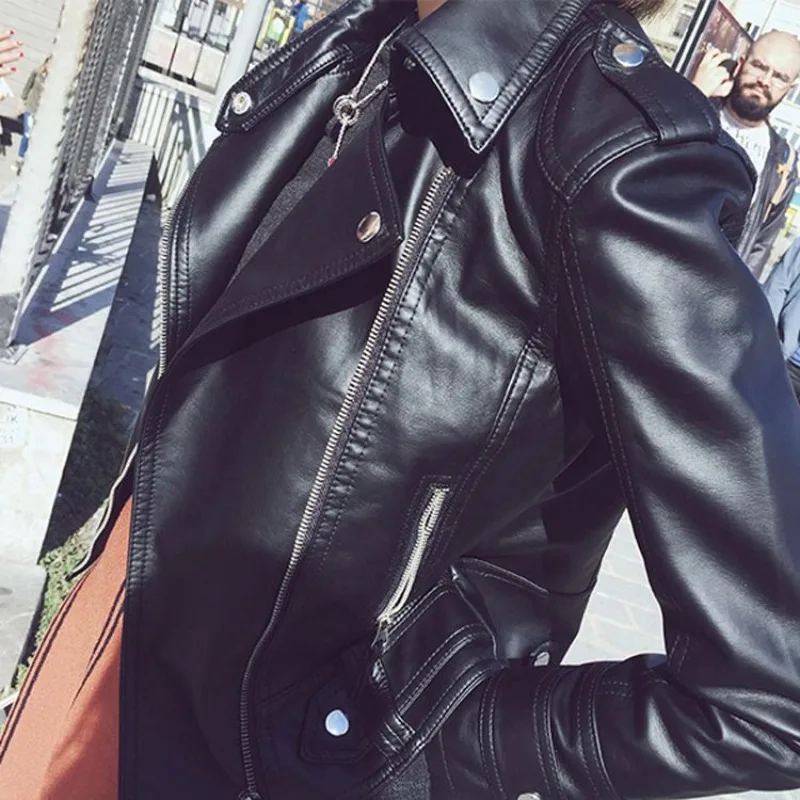 Short PU Leather Jacket Korean Style Slim Fit High Waist Biker Coat Versatile Autumn Winter Women's 2025 New Cropped Jacket