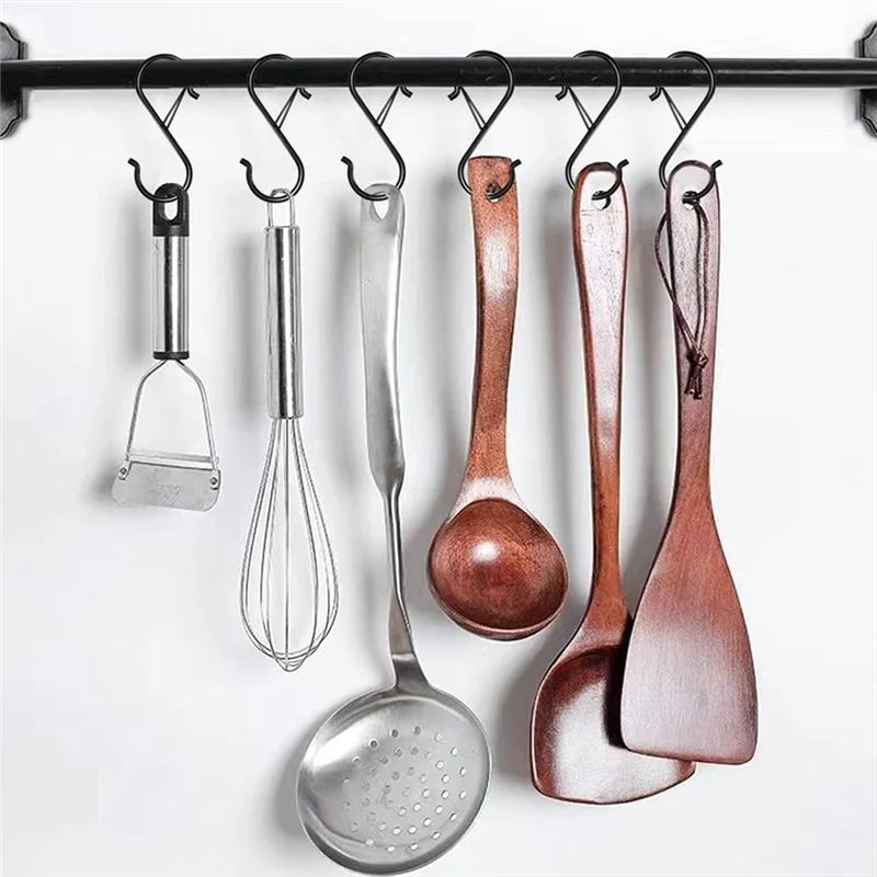 B08B-S Hooks With Safety Buckle(10PCS), Heavy Duty Metal For Organizing In Kitchen, Closet, Garage