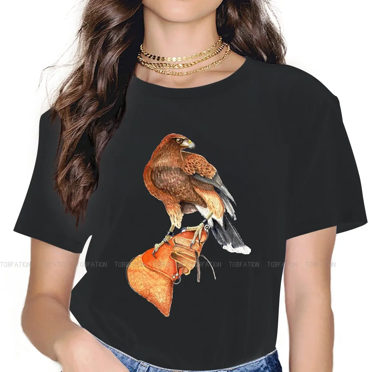 Falconry Austringer Hawk Women T Shirt Harris Female Tops Graphic Funny Tees Ladies 4XL Oversized Tshirt