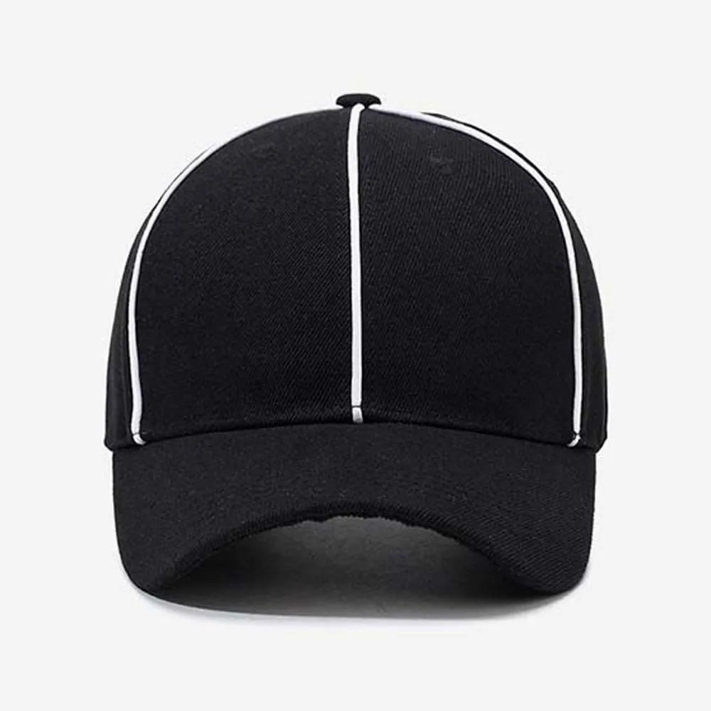 Adjustable Professional Referee Baseball Cap Black / White Casquette Sports Hat with Contrast Trim Versatile Sunshade