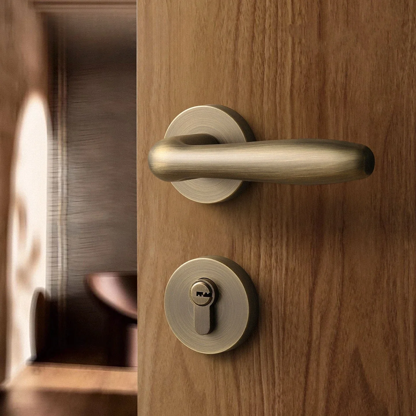 DurableDoor Lock Indoor Bedroom Household Universal Handle Silent Bronze Split Solid Wood Door Lock