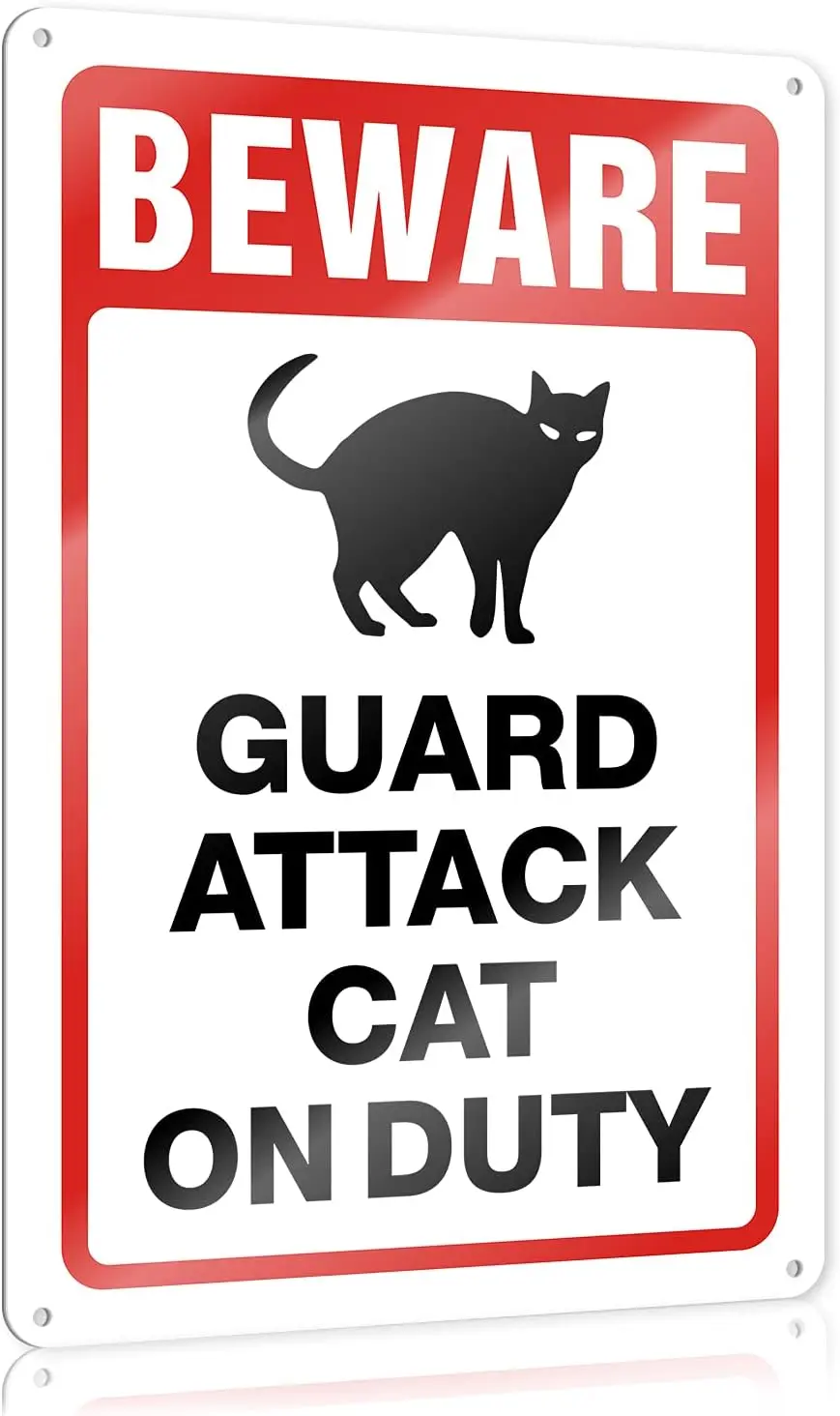 Beware Guard Attack Cats On Duty Warning Sign Novelty Rust Free Aluminum, Easy Mounting, Weather/Fade Resistant, Indoor/Outdoor