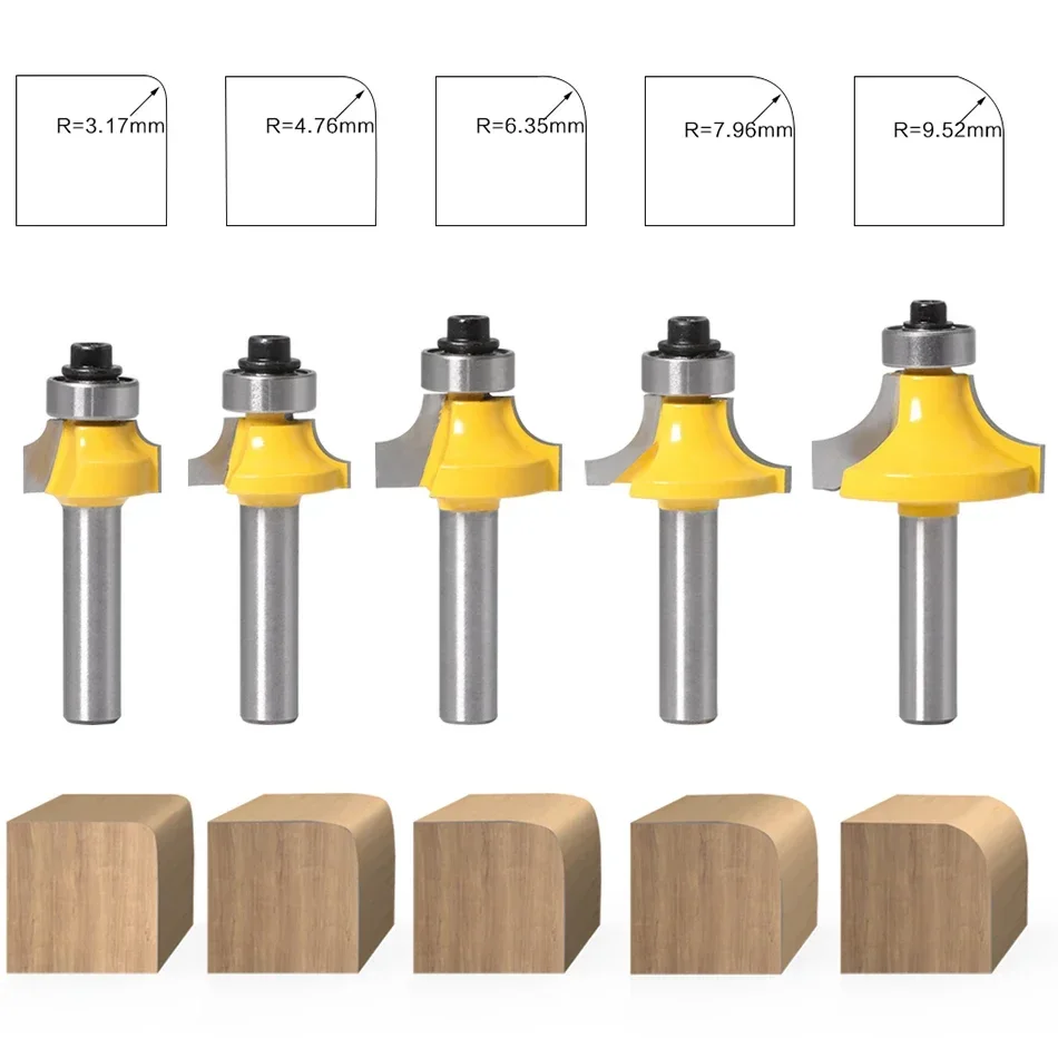 8mm Corner Round Over Router Bit with Bearing Milling Cutter for Wood Woodworking Tool Tungsten Carbide