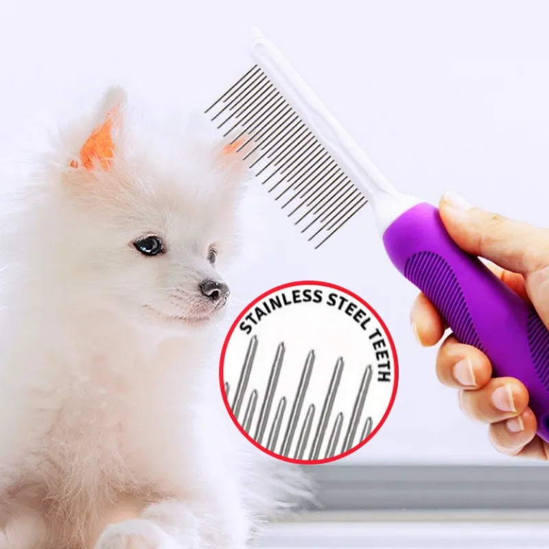 

Dog Comb Stainless Steel Dogs Brush Pet Hair Remover Dog Grooming Comfortable Handle Dogs Comb for Hair Knot Cleaning Brush Cat