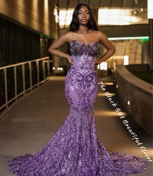 Sparkling Lilac Purple Sexy Prom Dresses Sexy Sheath 2024 Black Girls Diamonds Sequins Applique Birthday Party Evening Gowns