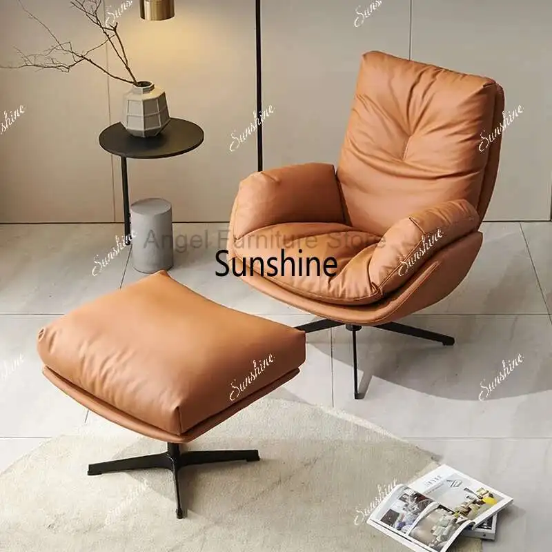 

Lounge Swivel Living Room Chairs Luxury Lazy Relax Leather Nordic Salon Chair Floor Office Comfy Fauteuil Outdoor Furniture