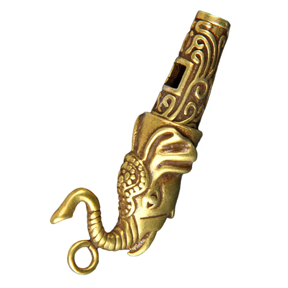 

1pc Elephant Survival Whistle Sturdy Brass Material Outdoor Emergency Copper Keychain Camping Hiking Accessories Portable