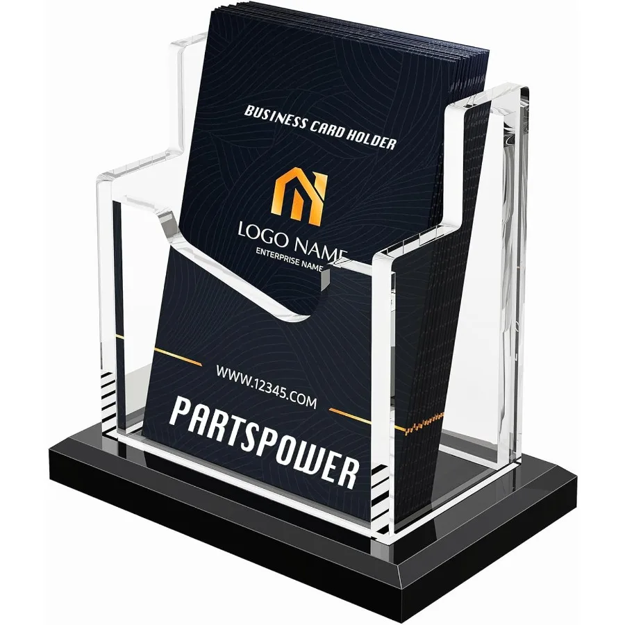 

Акриловый держатель для визитных карточек для стола, вертикальный прозрачный дисплей для визитных карточек Business Me, однотонная черная акриловая основа, настольный аксессуар Busin