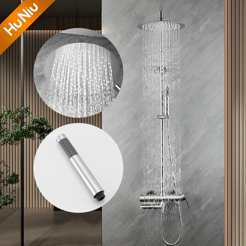 

HuNiu Brushed Shower System Set Stainless Steel Bathroom Shower Set Bath Shower Faucets Set Rainfall Bathroom Shower Set