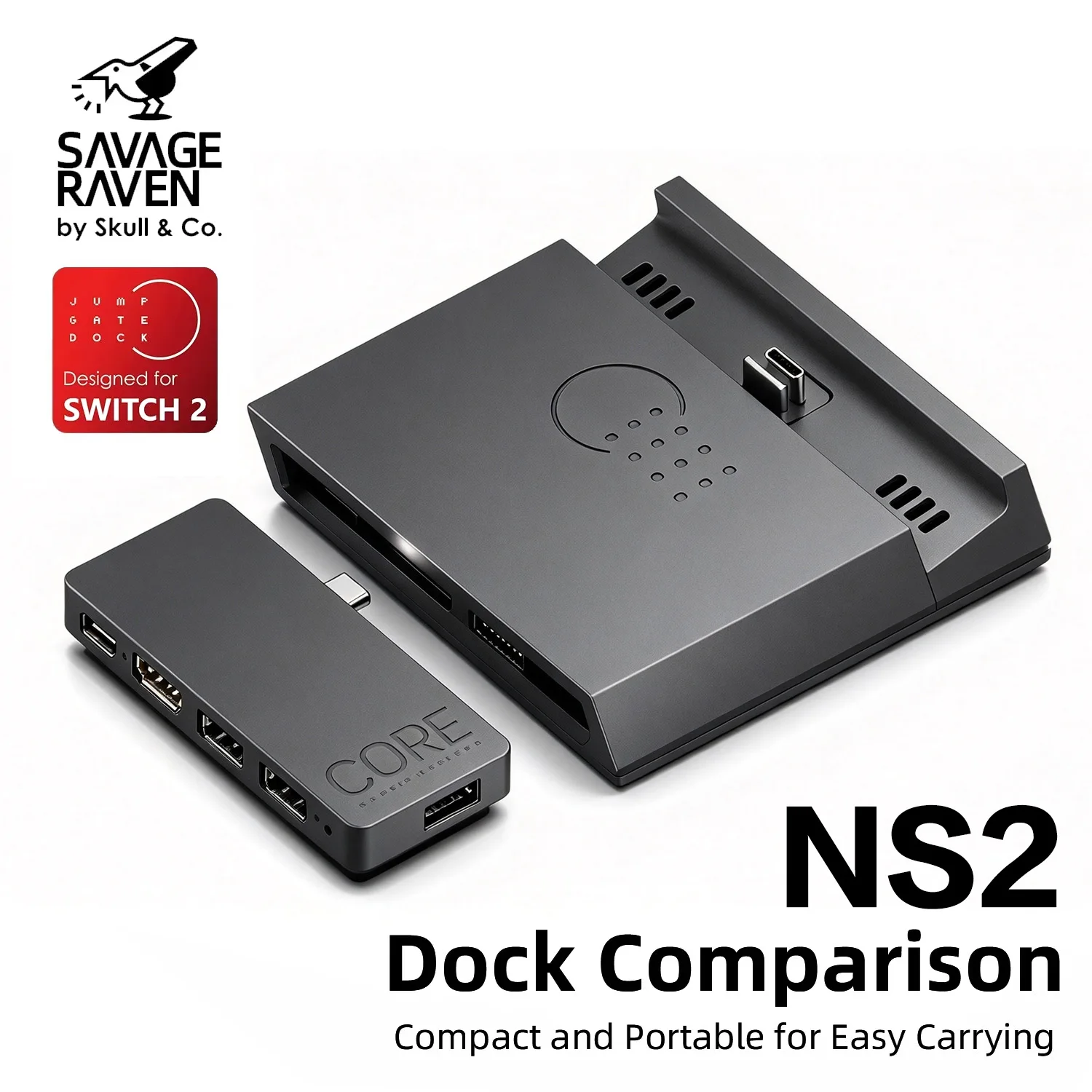 NS2 Savage Raven Jumpgate Dock USB-C Multiport Converter Travel Hub 4K HDMI PD Power Delivery for Nintendo Switch 2 OLED Console