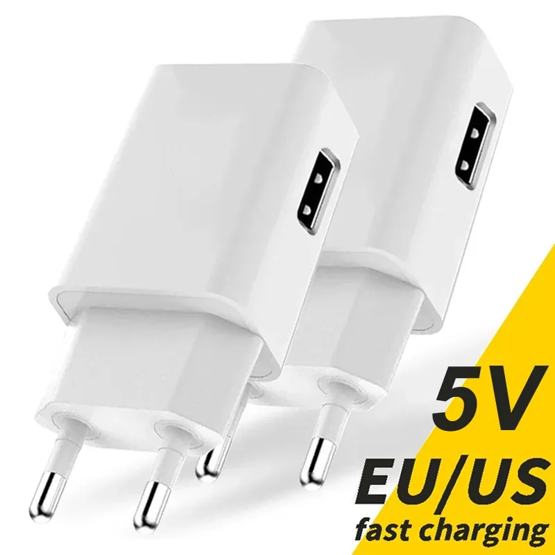 5V 2A Fast Charging Mobile Phone Travel Wall Quick USB Charger for Samsung Note 20 10 9 8 S20 10 S9 S8 Power Adapter EU US Plug