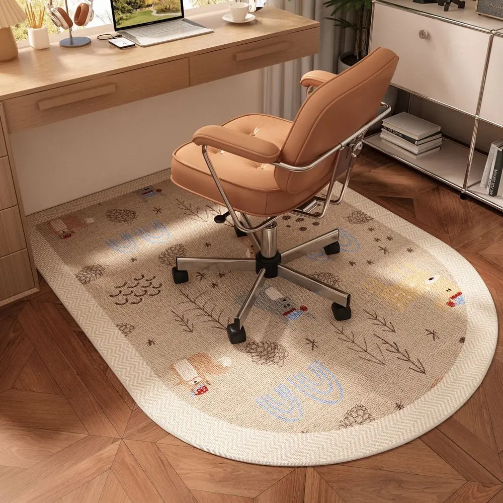 VIKAMA Study Room Crystal Velvet Carpet Bedroom Computer Desk Study Chair Soundproof Rug Roller Swivel Chair Cushion Home Decor