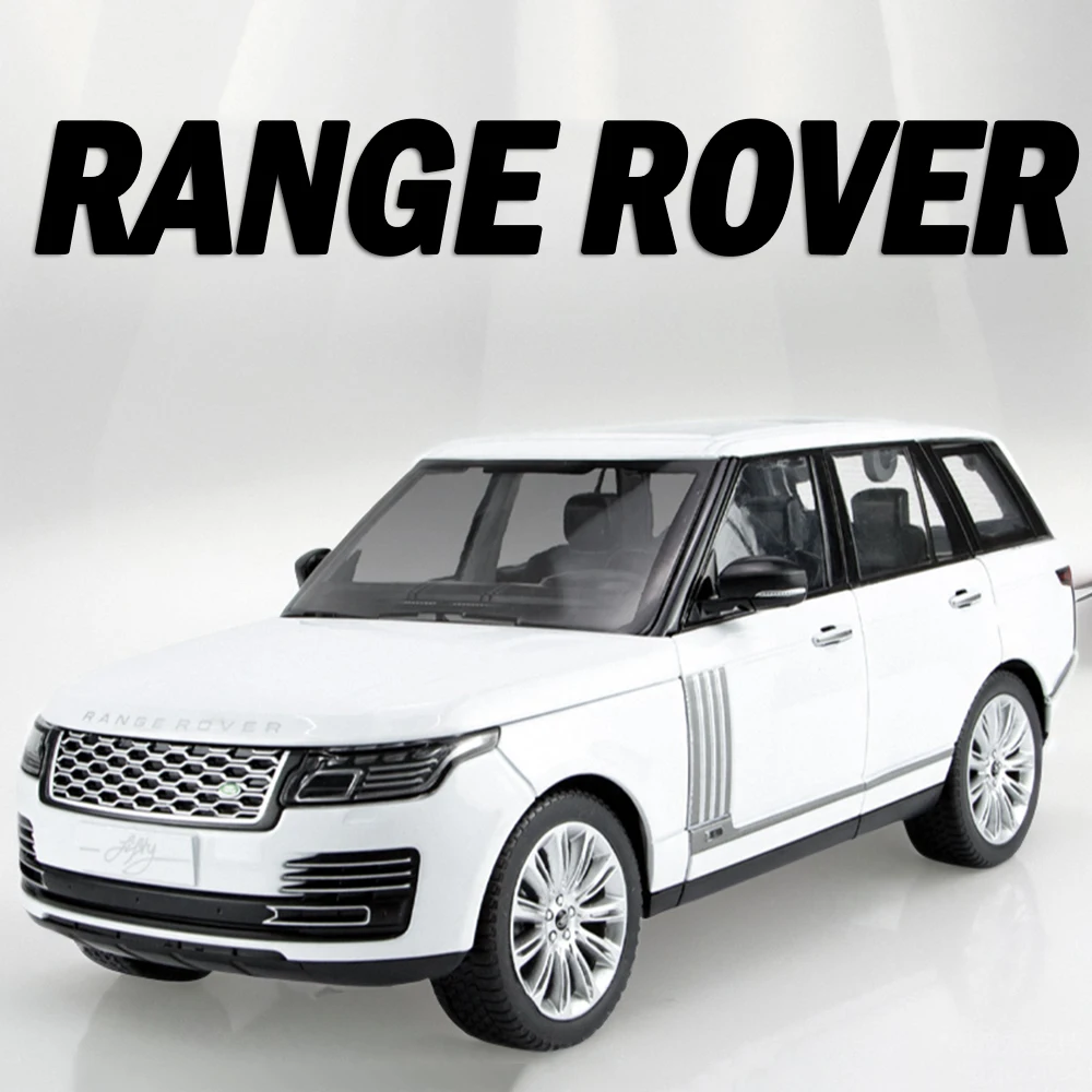 Modelo de carro escala 1:18 Land Range Rover 50th brinquedos liga fundida som luz 6 portas abertas puxar para trás veículos de simulação presentes para crianças