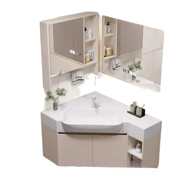 

Small Apartment Honeycomb Aluminum Integrated Big Belly To Triangular Washbasin Bathroom Cabinet Combination Toilet Vanity